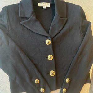 St. John Collection By Marie Gray Knit Blazer, Black and Gold, Vintage Like-New